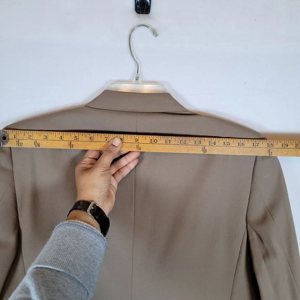 Ermengildo Zegna Mens Button Pocket Wool Blazer Size 42 Brown Career Sports Coat